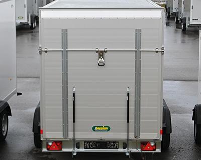 Heckklappe mit querliegendem Edelstahl-Drehstangenverschluss, Durchgangsmaß B x H 1350 x 1490 mm