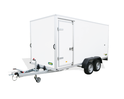 Seitentür in Fahrtrichtung links im Edelstahlrahmen, vor der Achse positioniert, mit Kunststoff-Einfassung, Türdichtung und außenliegendem Drehstangenverschluss, Türanschlag links, Durchgangsmaß B x H = 2000 x 750 mm